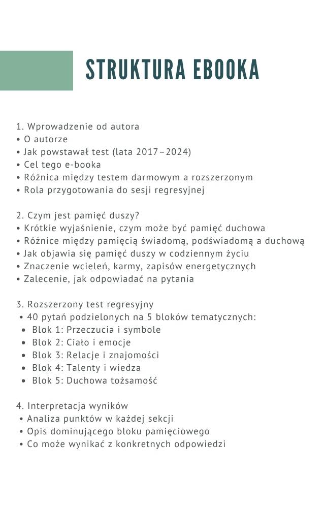 Pamięć Duszy w Praktyce Test Poprzednich Wcieleń E-Book